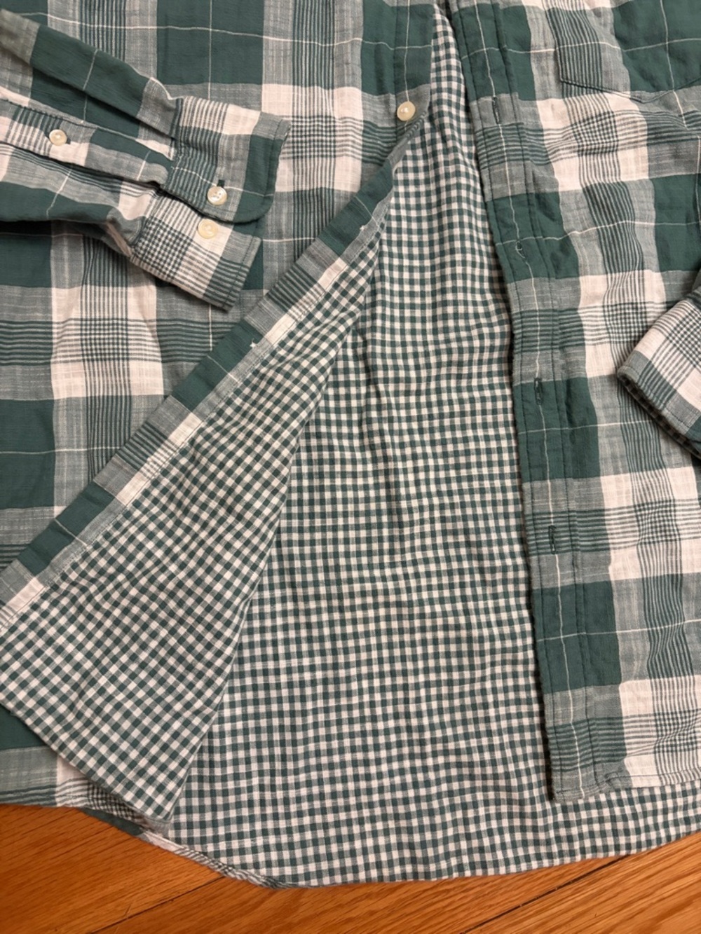 Michael Kors Classic Fit Atlas Green and White Plaid Button-Down Shirt LS $98 - Picture 7 of 12